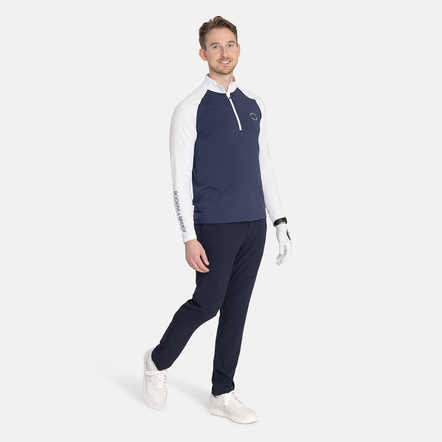 M Light Mid Layer LS Vit Blå Bogeys & Birdies