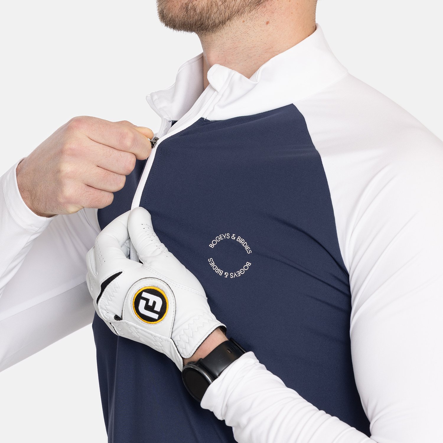 M Light Mid Layer LS Vit Blå Bogeys & Birdies