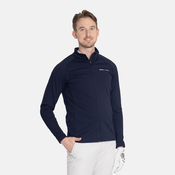 M Mid Layer Waffle Full-Zip Blå Bogeys & Birdies