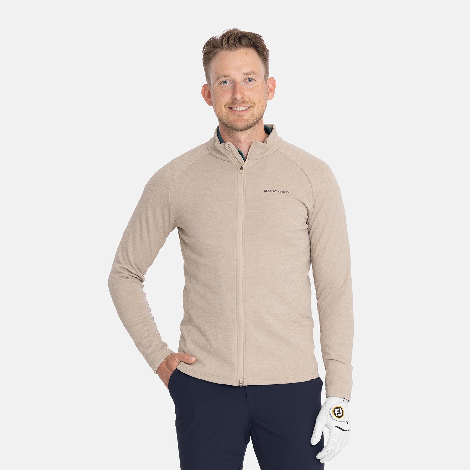 M Mid Layer Waffle Full-Zip Beige Bogeys & Birdies M Mid Layer Waffle Full-Zip Beige Bogeys & Birdies