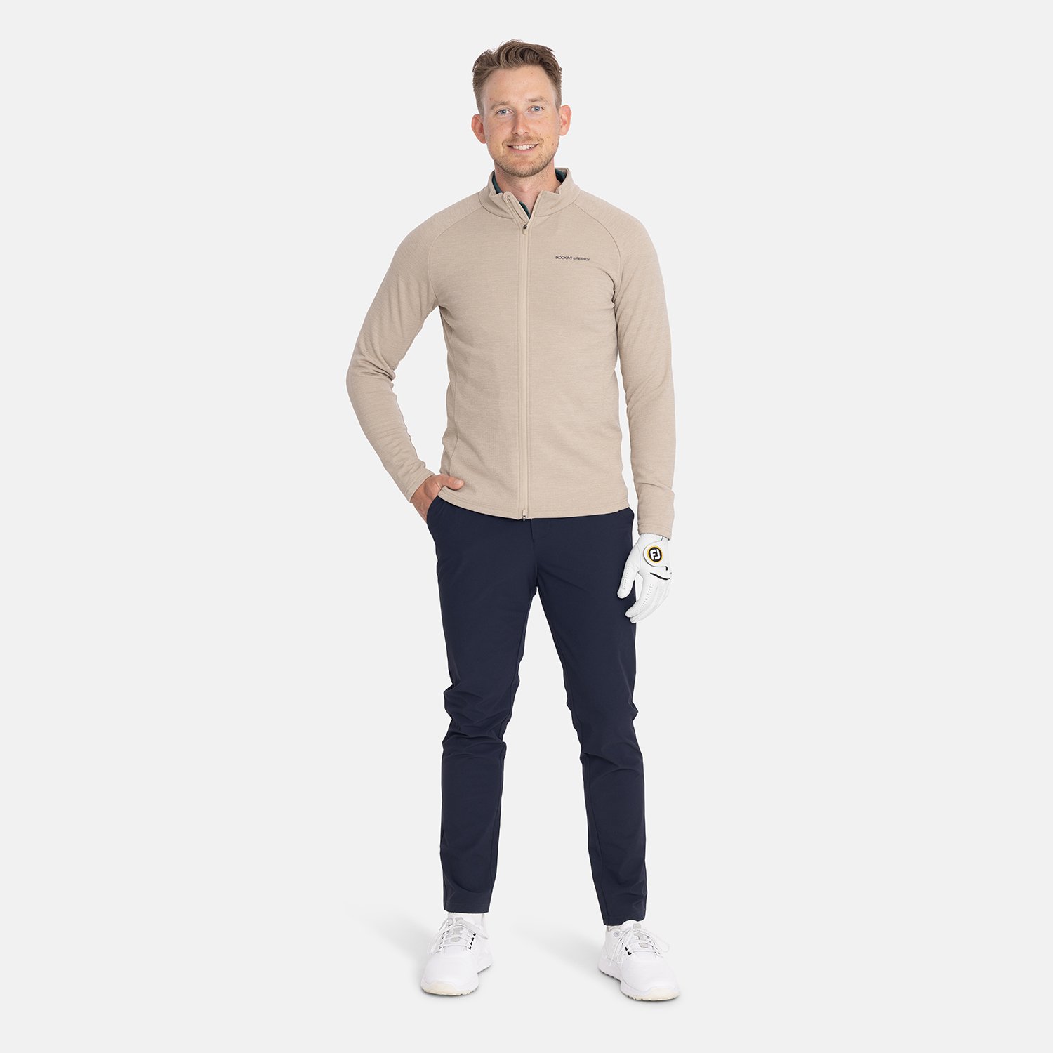 M Mid Layer Waffle Full-Zip Beige Bogeys & Birdies M Mid Layer Waffle Full-Zip Beige Bogeys & Birdies