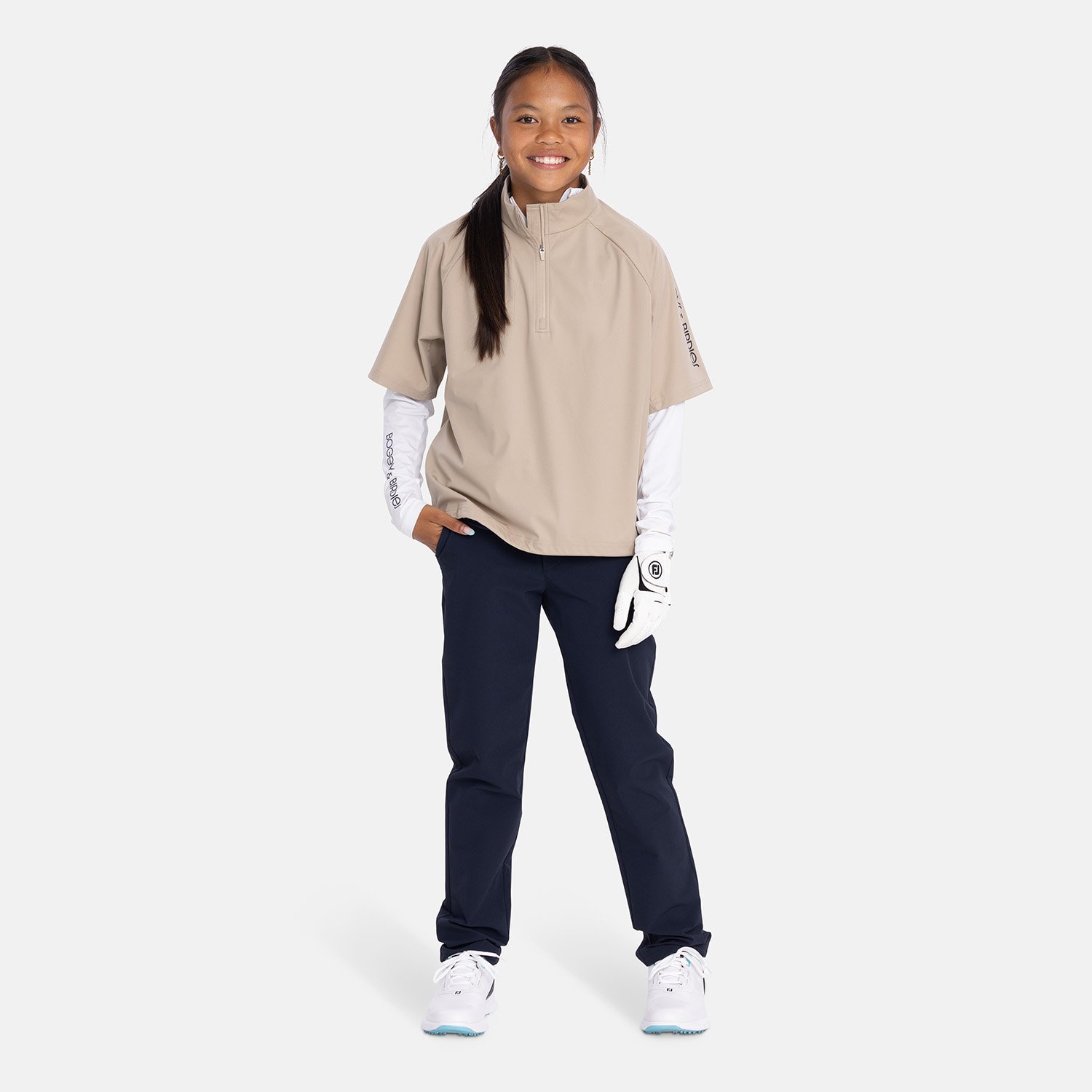 Jr Windbreaker SS 1/4 Zip Beige Bogeys & Birdies Jr Windbreaker SS 1/4 Zip Beige Bogeys & Birdies