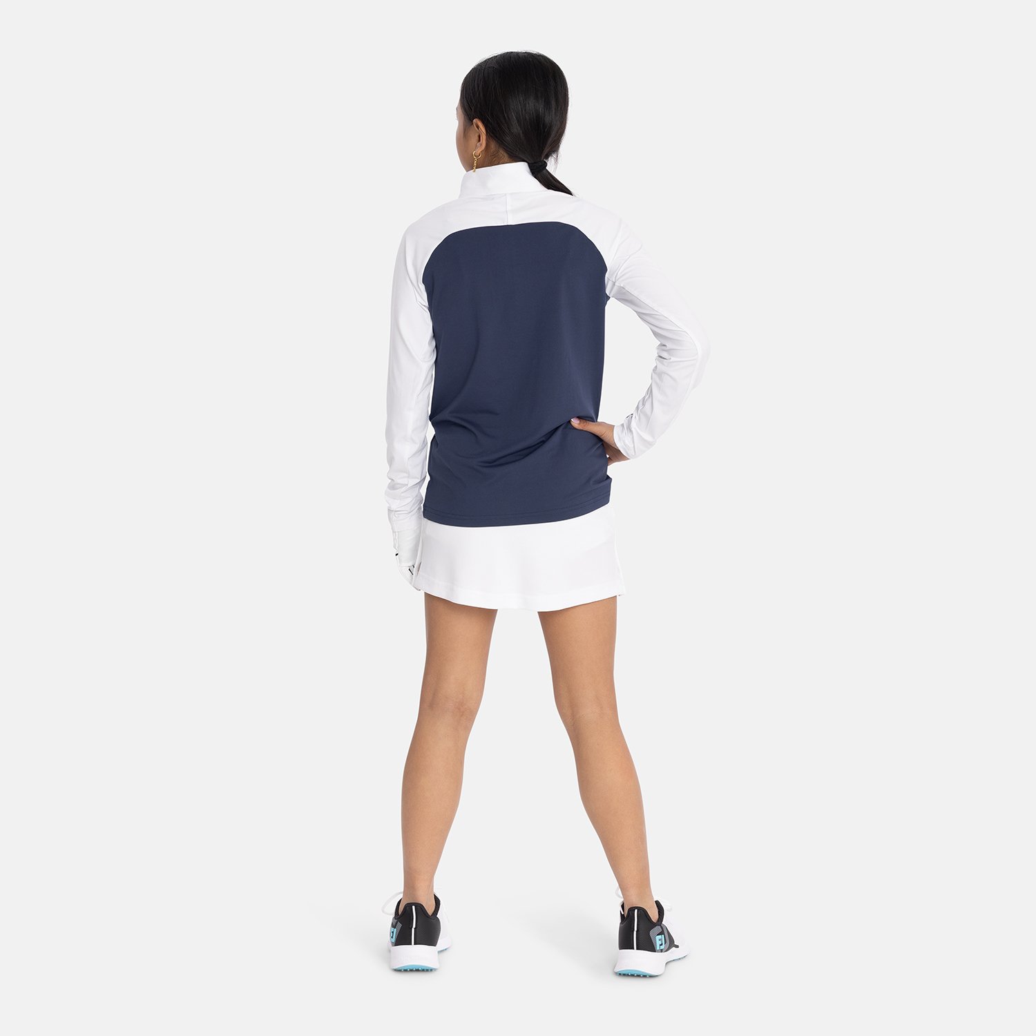 Jr Light Mid Layer LS Hvid Blå Bogeys & Birdies