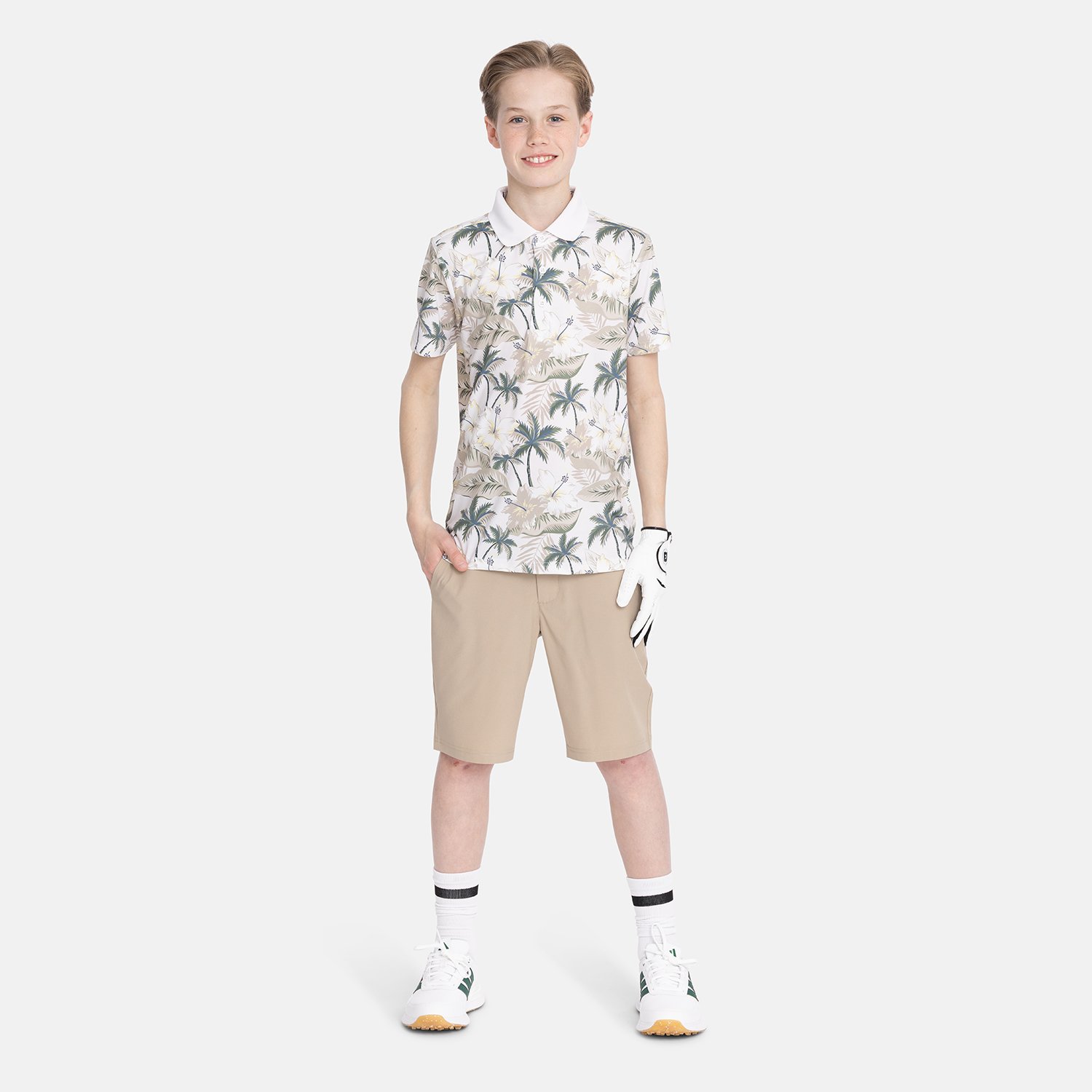 Jr Short 4-Way Stretch Beige Bogeys & Birdies