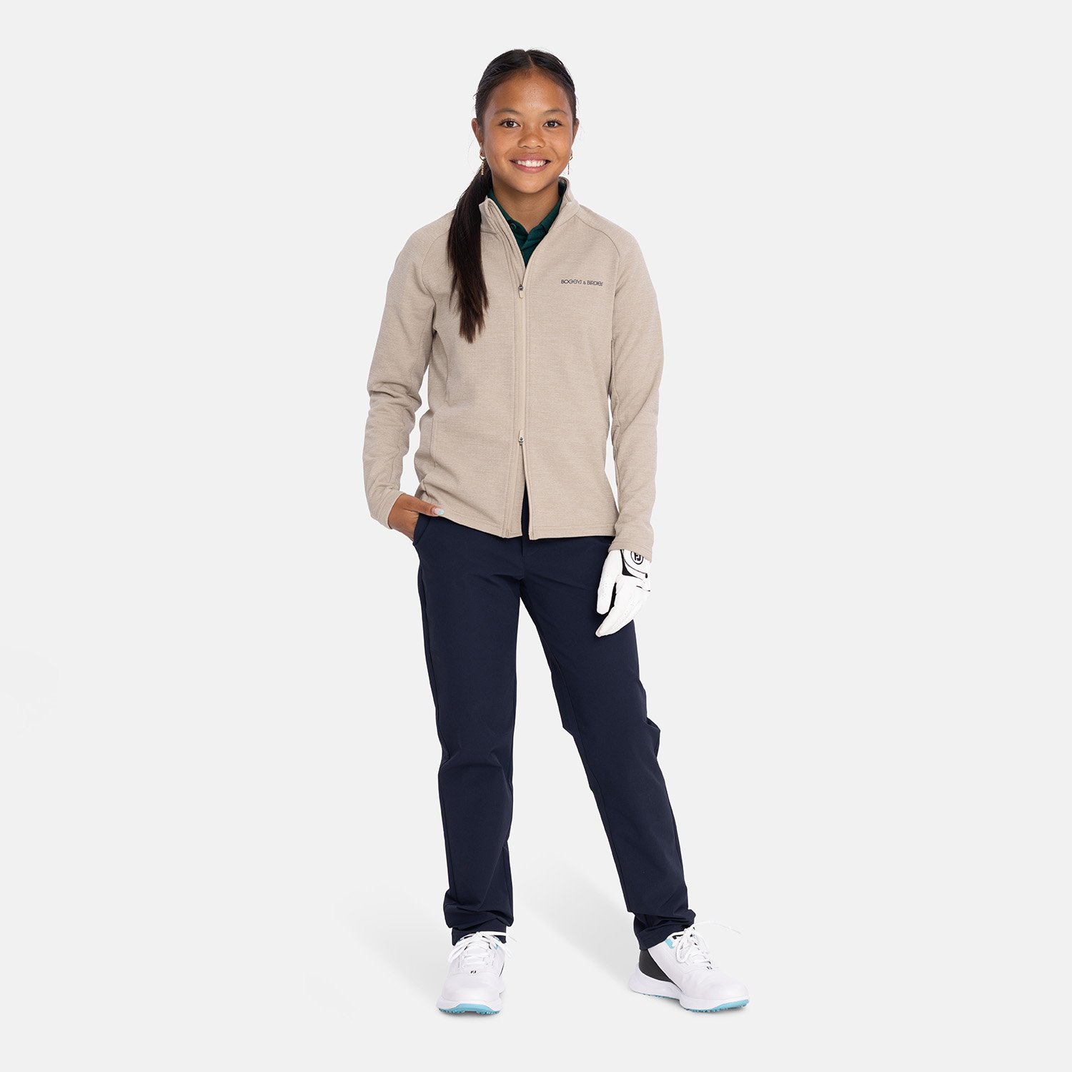 Jr Tech Waffle Midlayer Beige Bogeys & Birdies Jr Tech Waffle Midlayer Beige Bogeys & Birdies