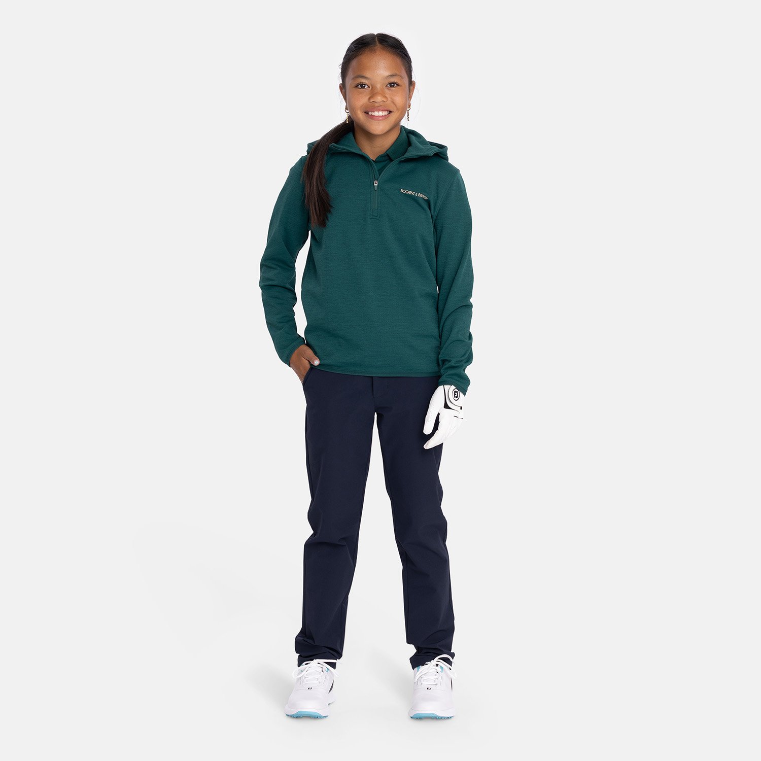 Jr Tech Hood Waffle Midlayer Grøn Bogeys & Birdies Jr Tech Hood Waffle Midlayer Grøn Bogeys & Birdies