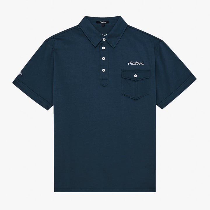 JP Single Pocket Mercerized Polo Blå Malbon Golf