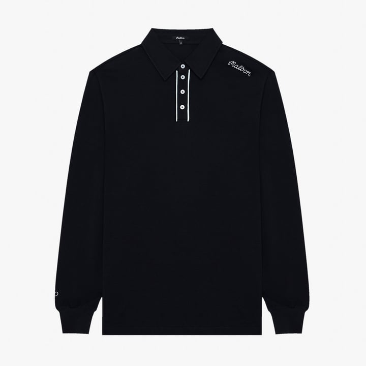 JP LS Cotton Modal Pique Svart Malbon Golf