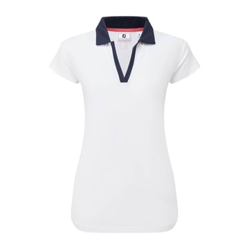 Cap Sleeve Print Trim Lisle Hvid FootJoy