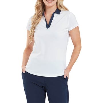 Cap Sleeve Print Trim Lisle Hvid FootJoy