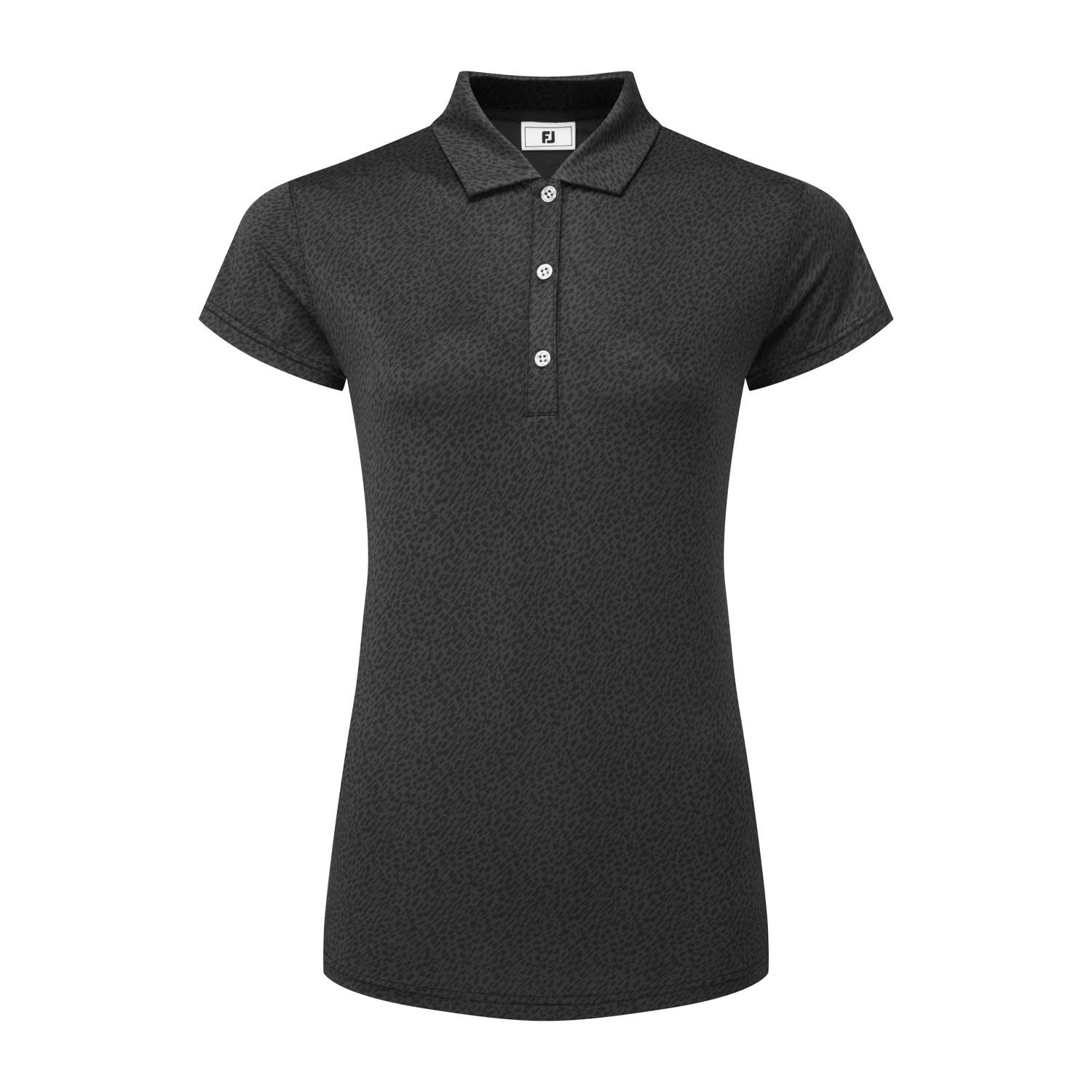 Animal Print Cap Sleeve Lisle Black