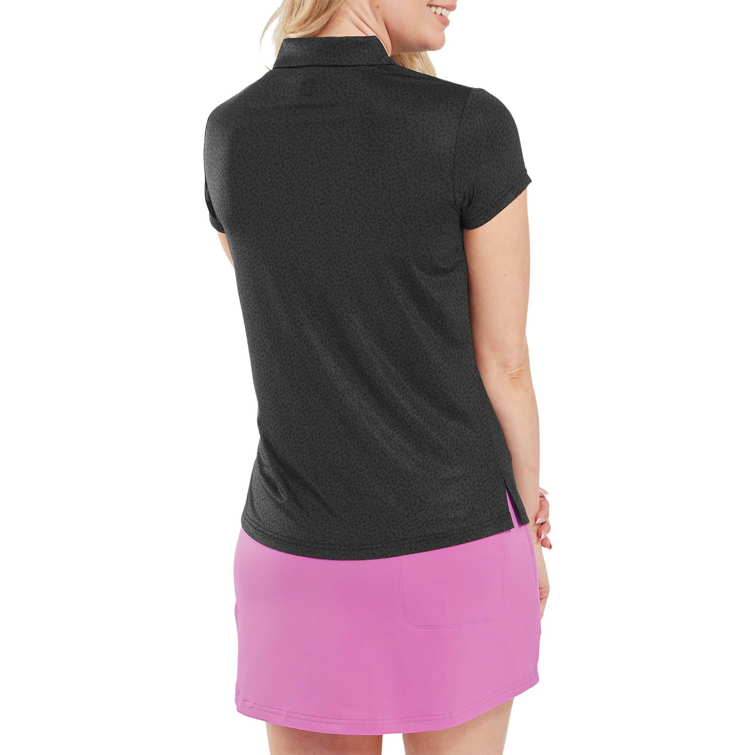 Animal Print Cap Sleeve Lisle Svart FootJoy