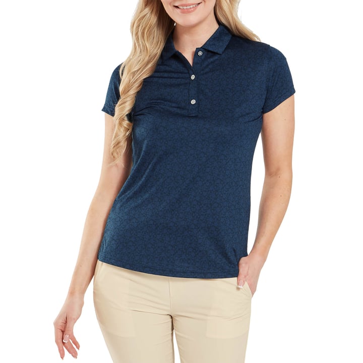 Painted Floral Cap Sleeve Lisle Blå FootJoy