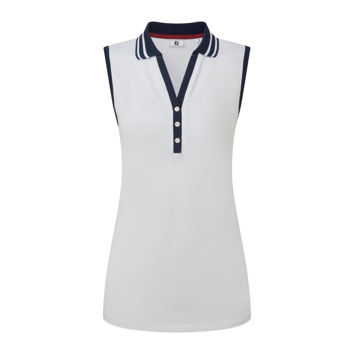 Contrast Rib Knit Sleeveless Polo Hvid FootJoy