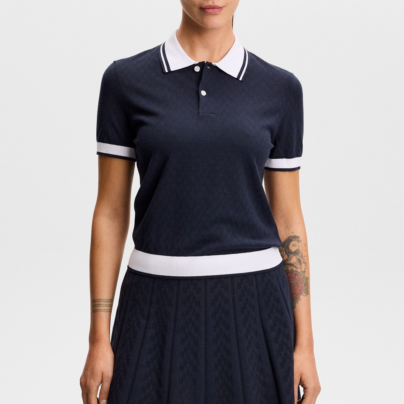 Polly Pointelle Polo Blå J.Lindeberg