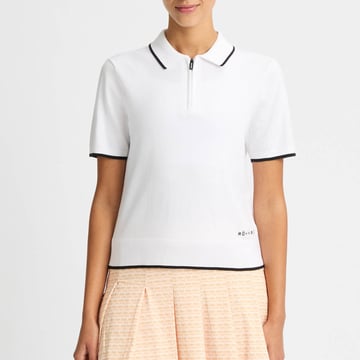 Knitted Polo Top Vit Röhnisch