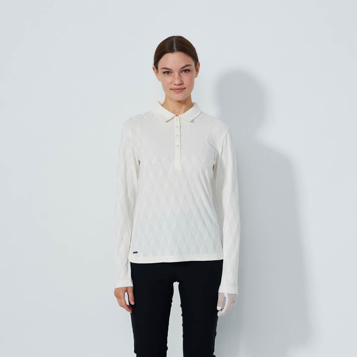 Graphic Jaquard Ls Poloshirt Vit Daily Sports