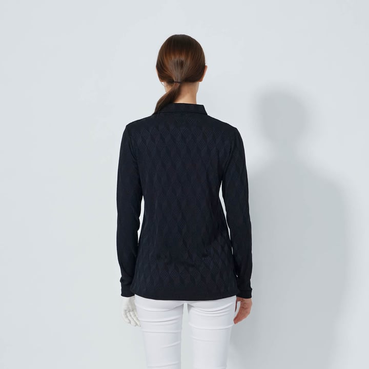 Graphic Jaquard Ls Poloshirt Svart Daily Sports