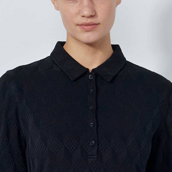 Graphic Jaquard Ls Poloshirt Svart Daily Sports