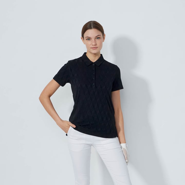 Graphic Jaquard Ss Poloshirt Schwarz Daily Sports