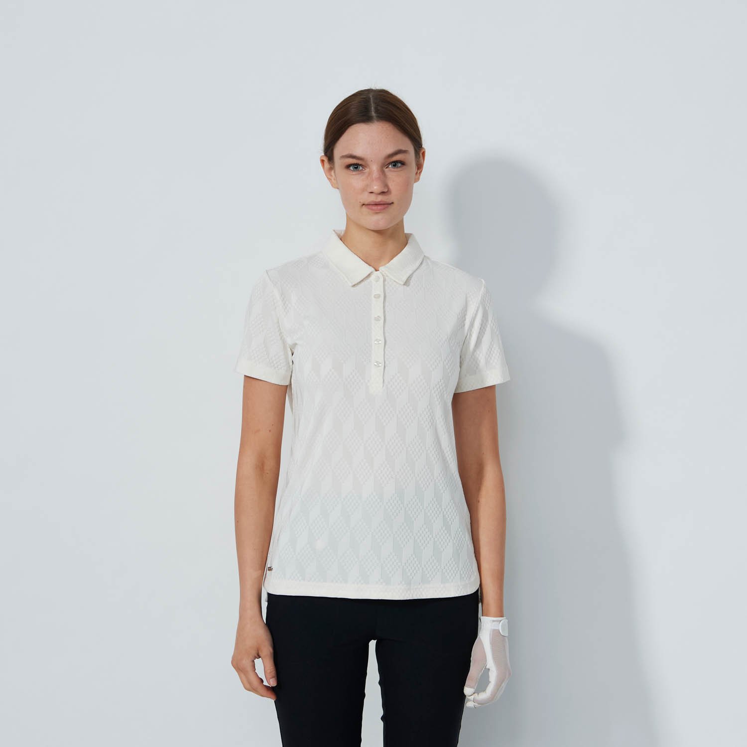 Graphic Jaquard Ss Poloshirt Blanche