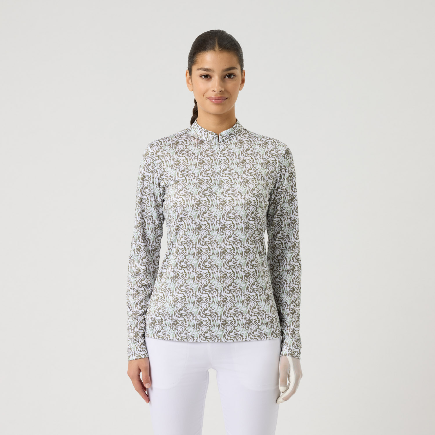 Dull Printed Ls Half Neck