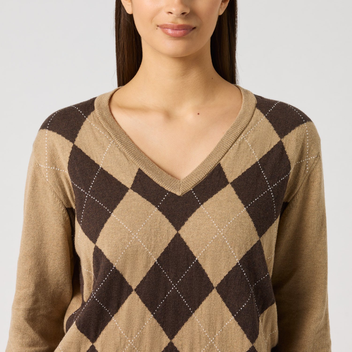 Argyle V-Neck Pullover Daily Sports