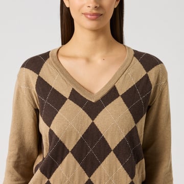 Argyle V-Neck Pullover Daily Sports