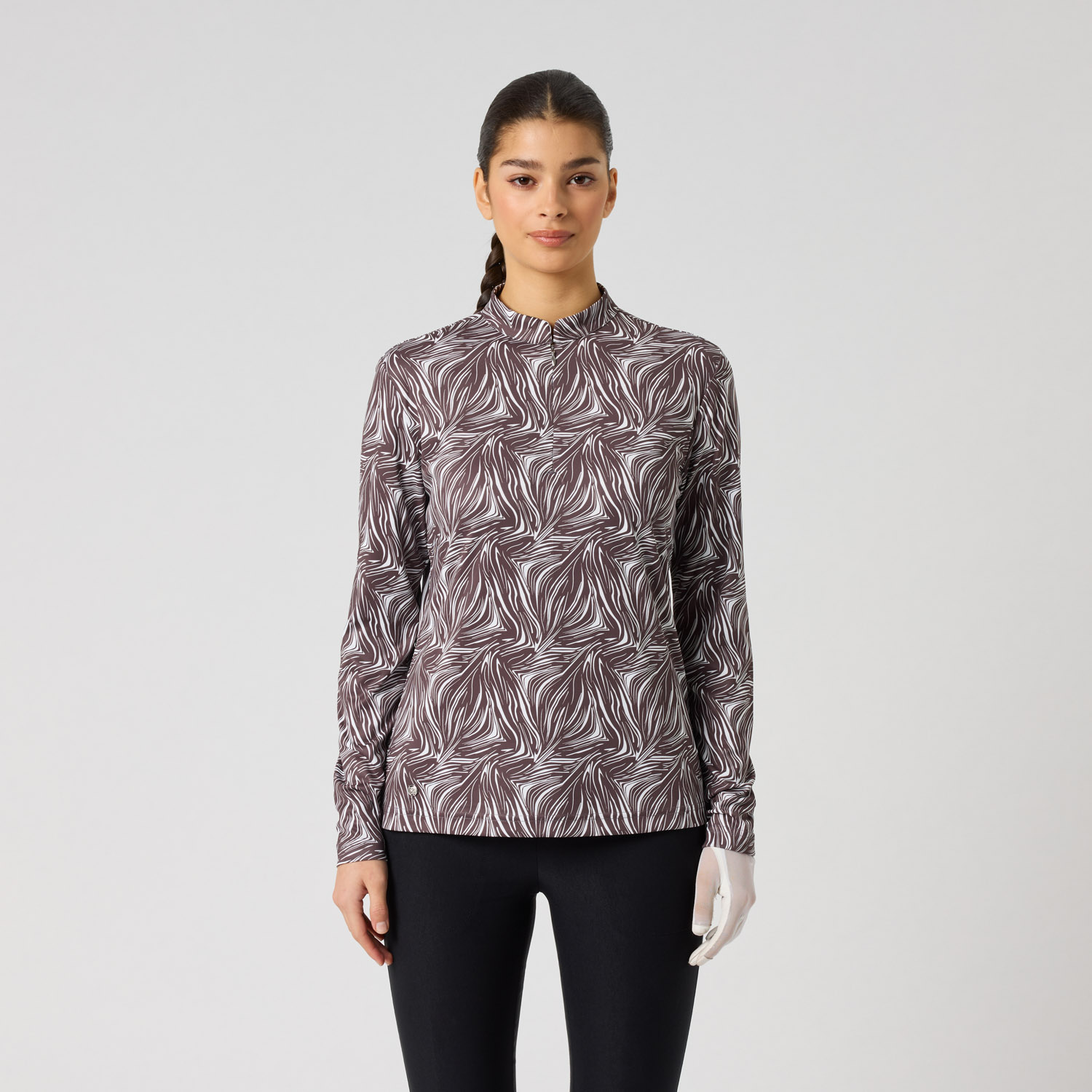 Dull Printed Ls Half Neck