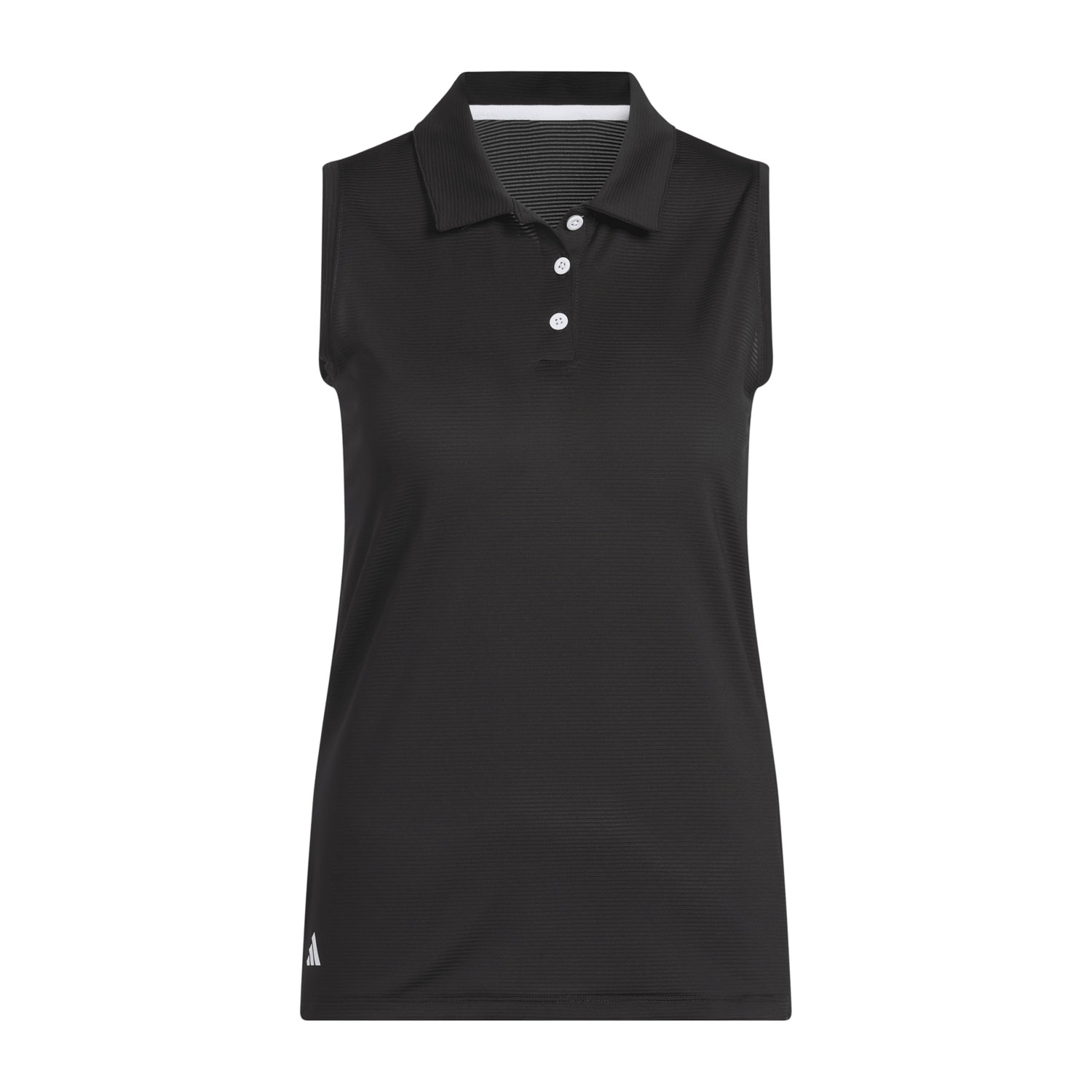 Solid Ottoman Sleeveless Polo Shirt Sort