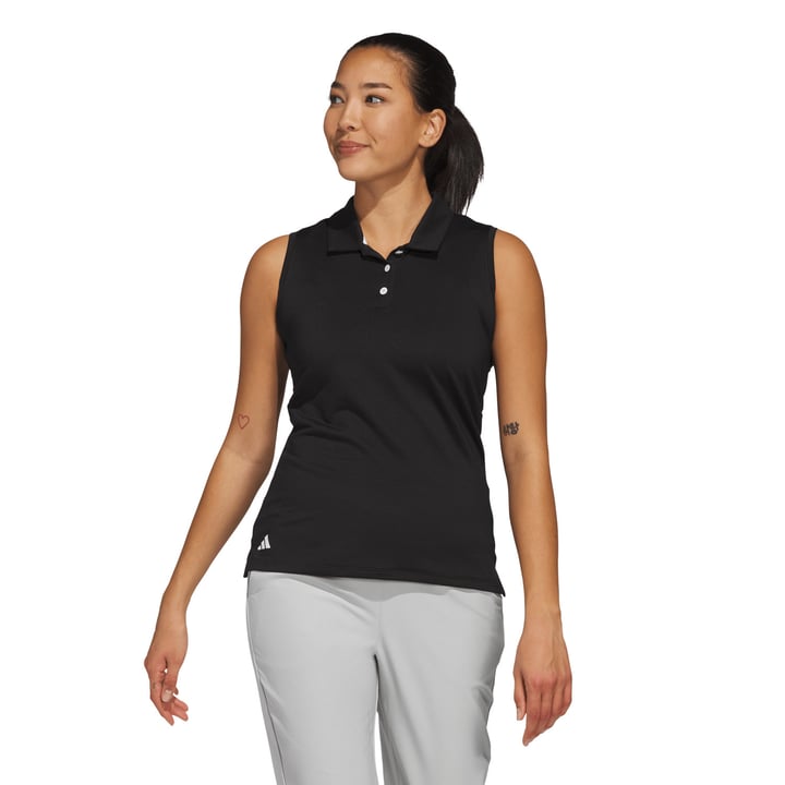 Solid Ottoman Sleeveless Polo Shirt Schwarz Adidas