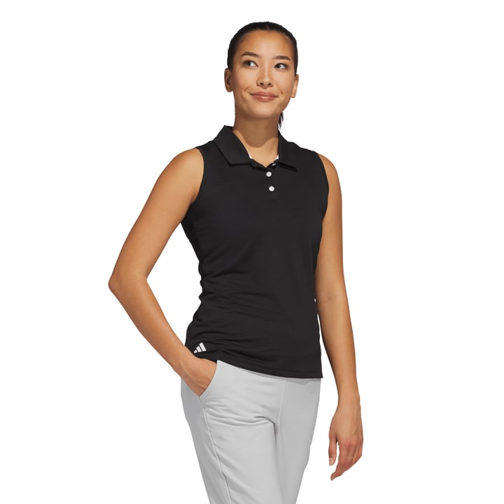 Solid Ottoman Sleeveless Polo Shirt Schwarz Adidas