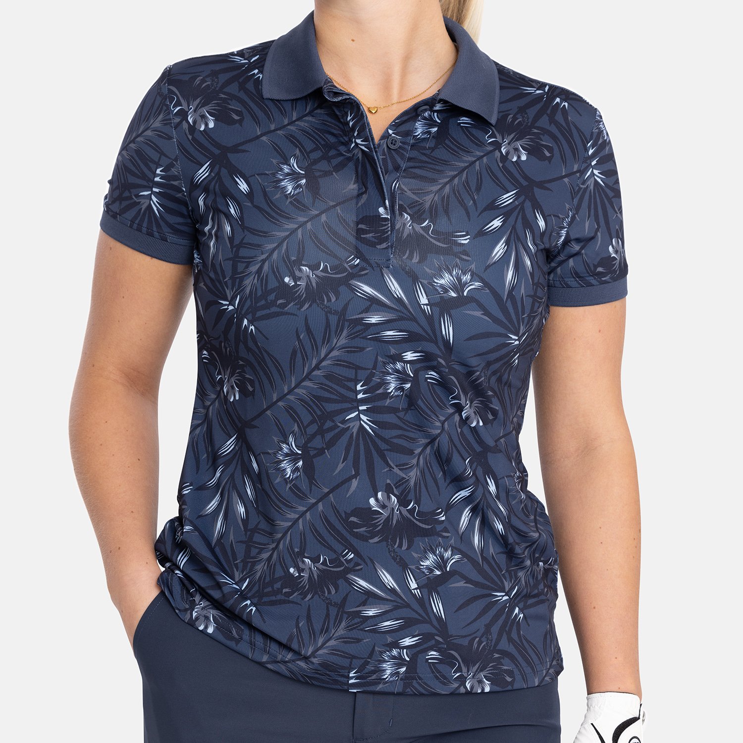 W Tech Hidden Button Pique AOP Sininen Bogeys & Birdies
