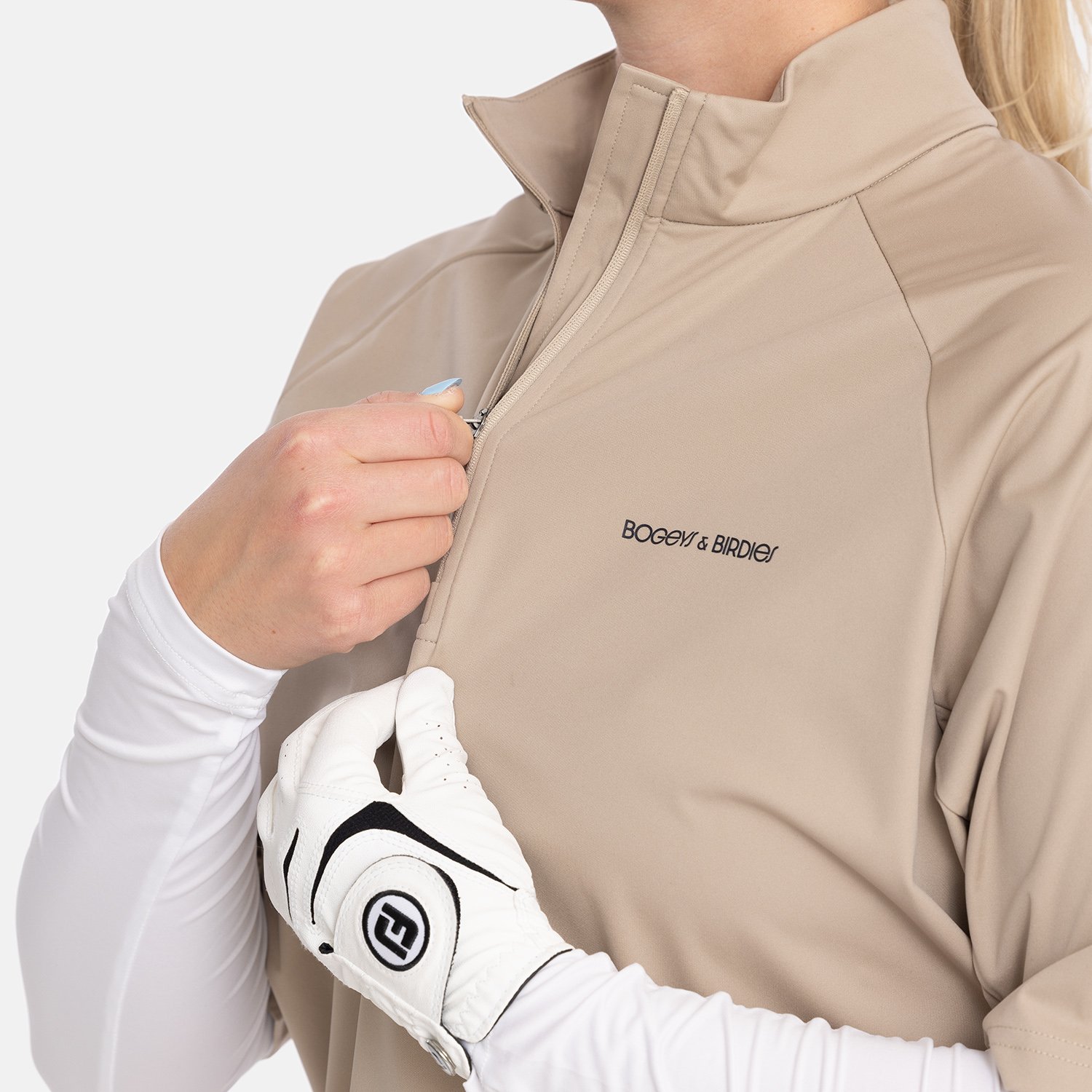 W Windbreaker SS 1/4 Zip Beige Bogeys & Birdies