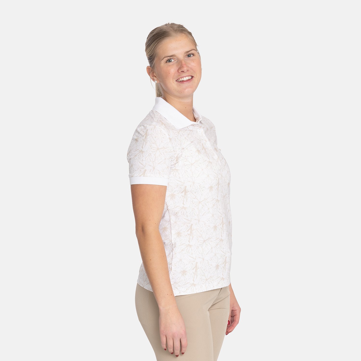 W Tech Button Pique AOP Hvit Bogeys & Birdies