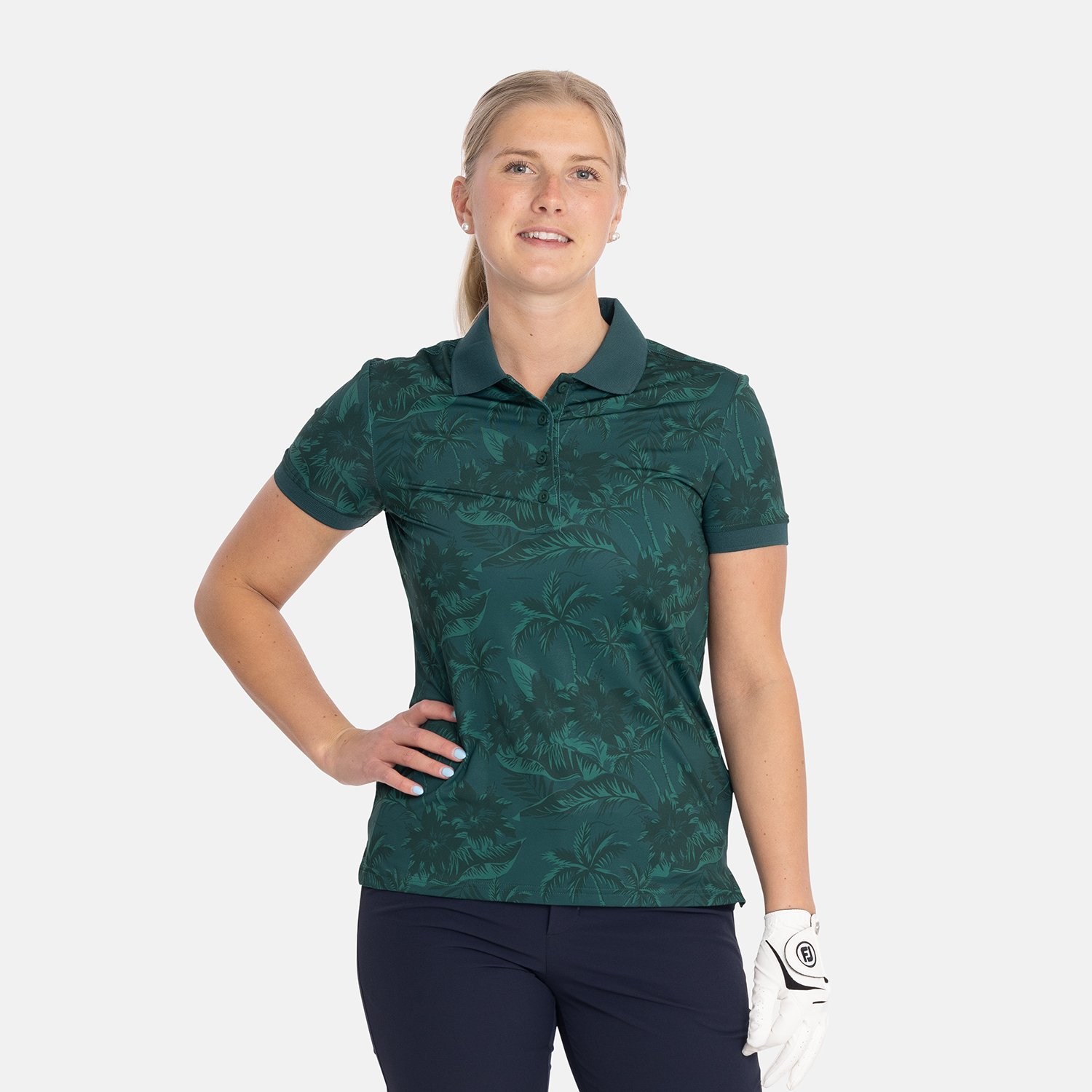 W Tech Button Pique AOP Vihreä Bogeys & Birdies