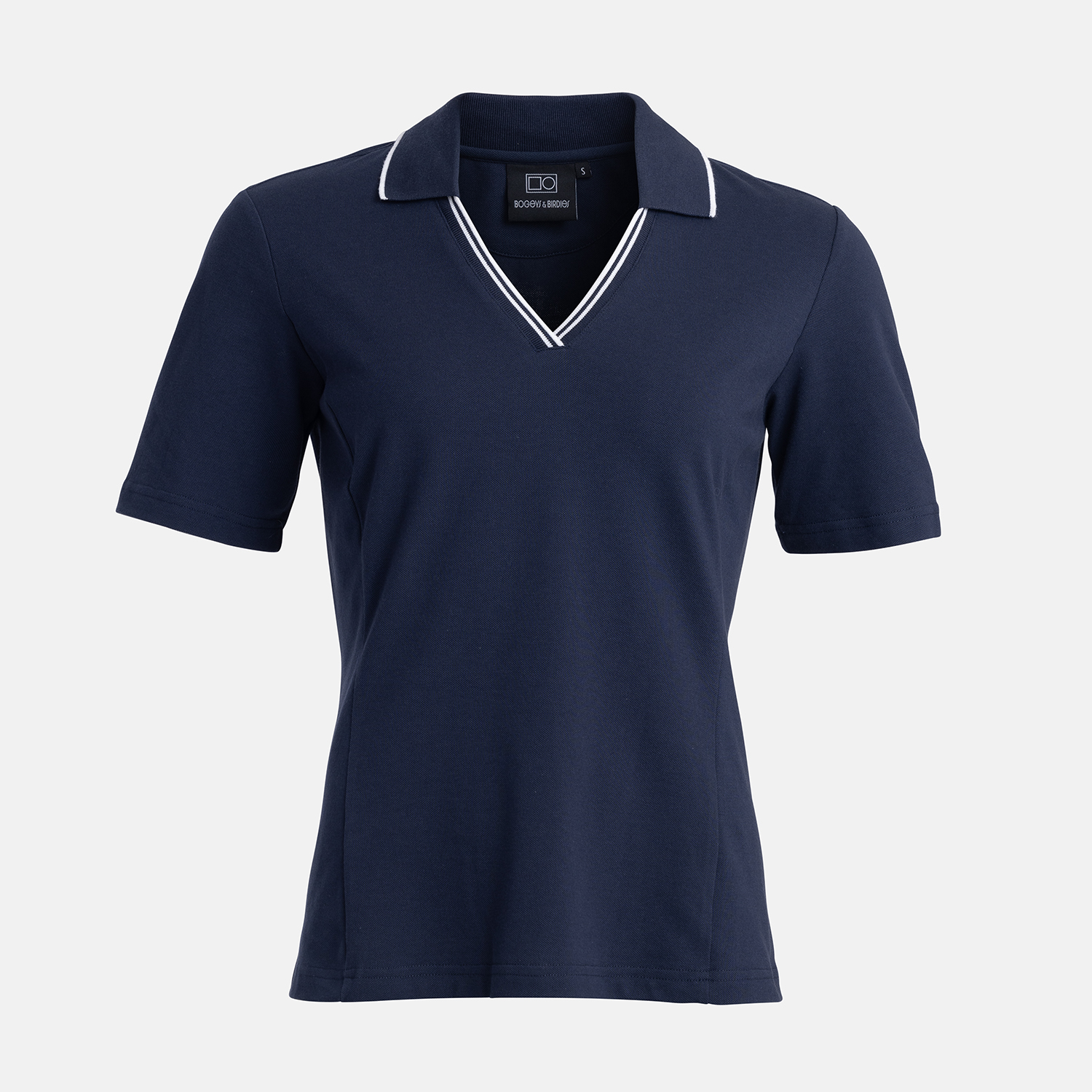 W Cotton Mix Open Collar Blau