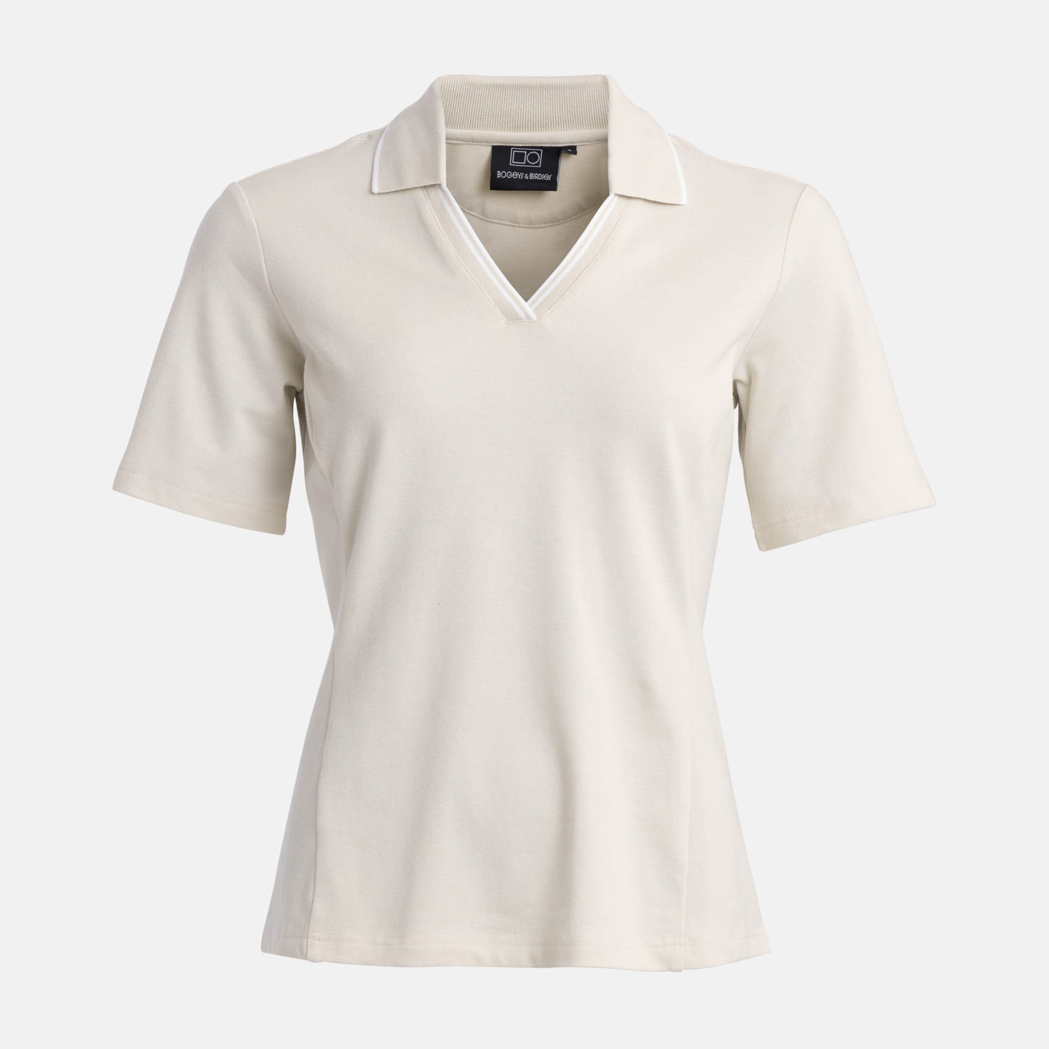 W Cotton Mix Open Collar Beige