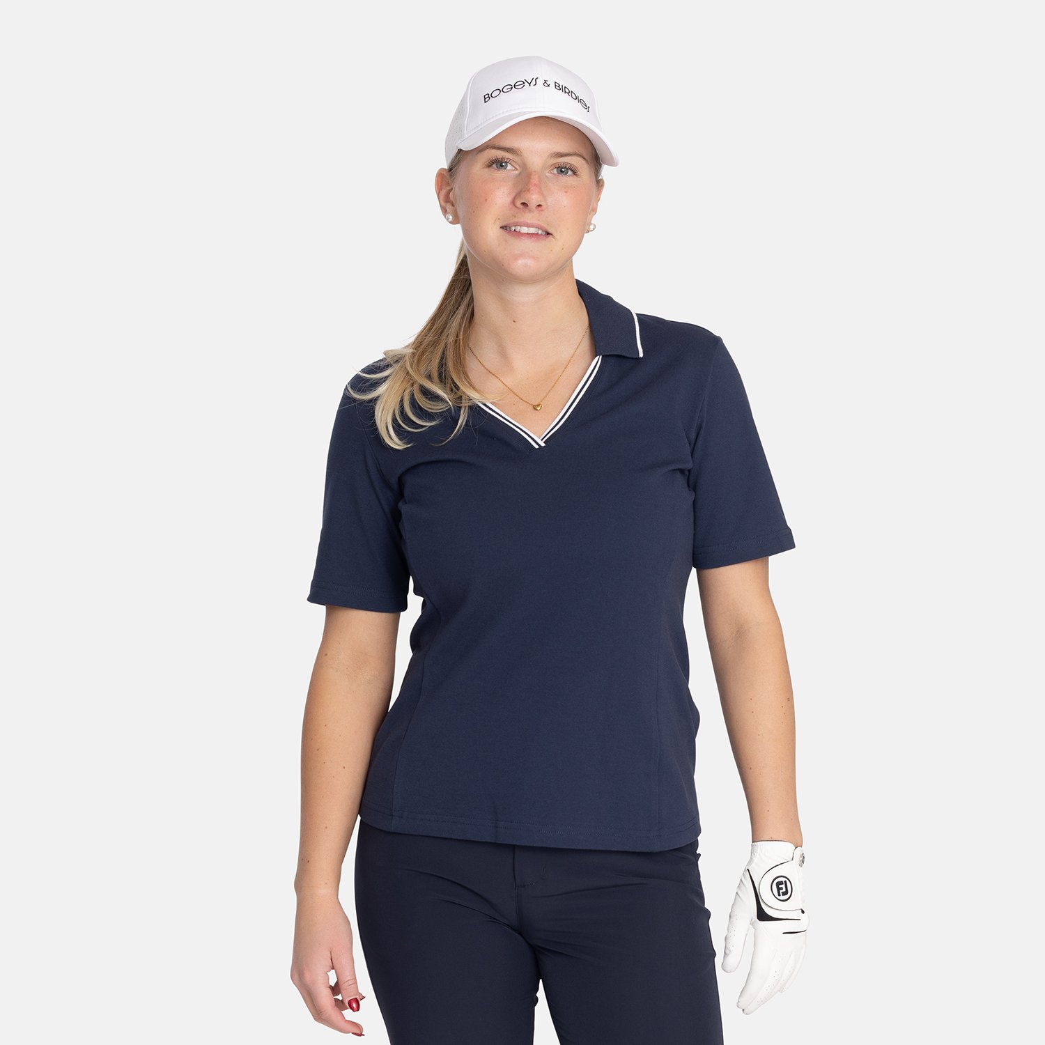 W Cotton Mix Open Collar Sininen Bogeys & Birdies