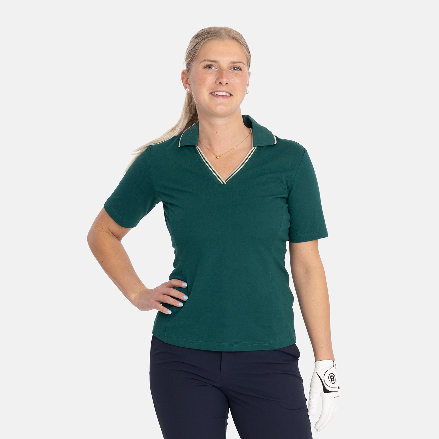 W Cotton Mix Open Collar Vihreä Bogeys & Birdies
