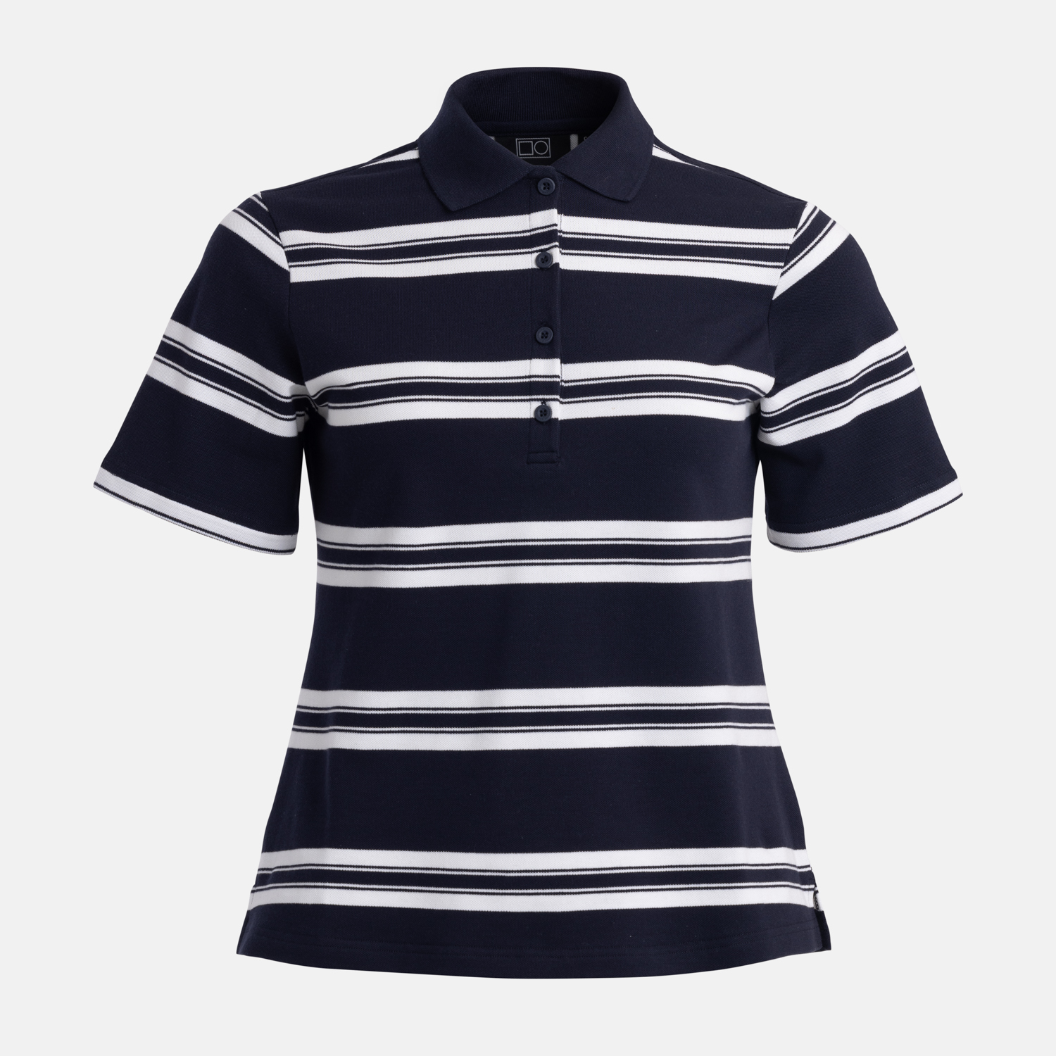 W Cotton Mix Classic Button Stripe Blau Weiß