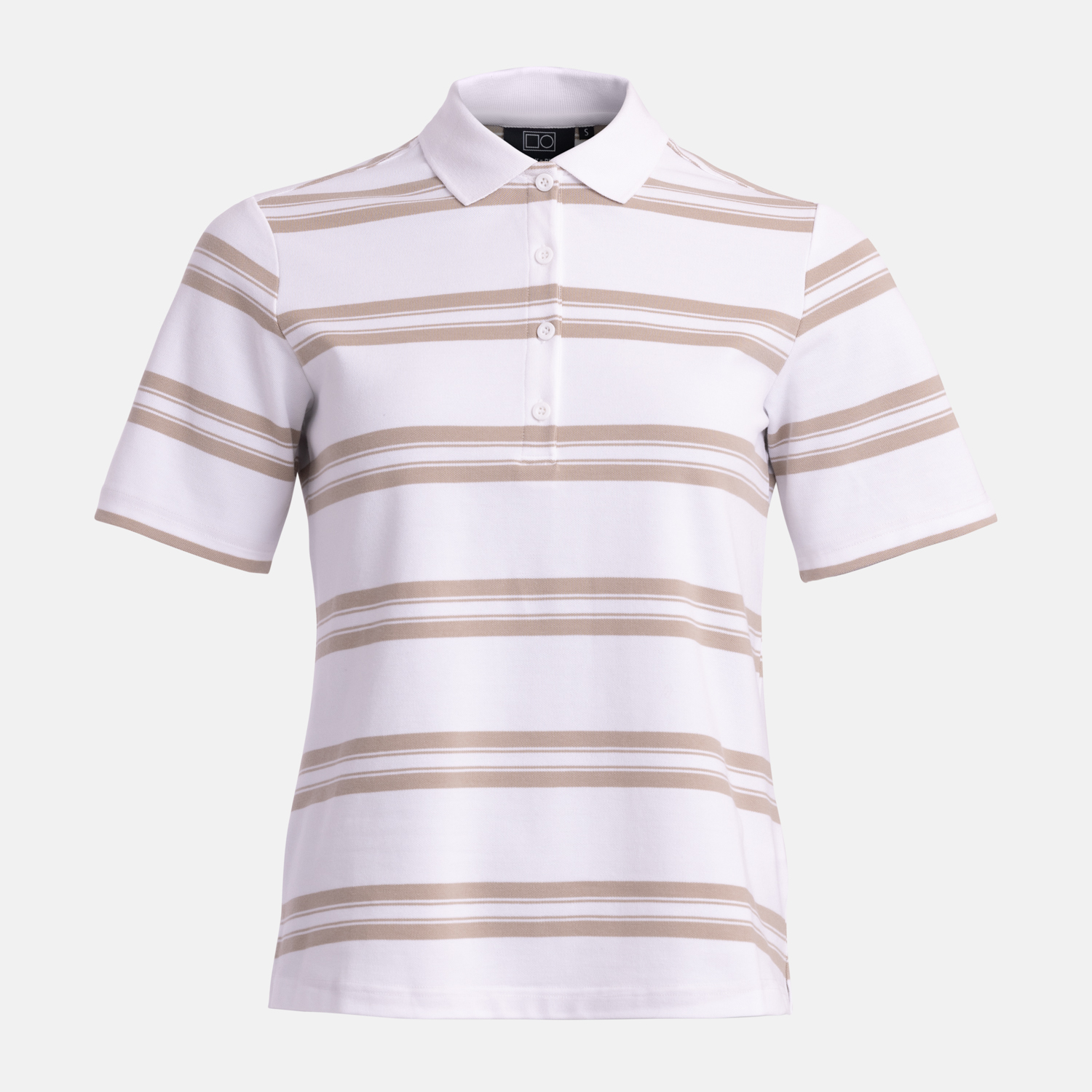 W Cotton Mix Classic Button Stripe Hvid Beige