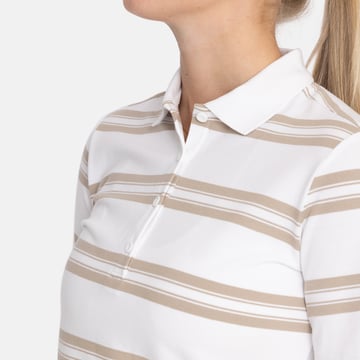 W Cotton Mix Classic Button Stripe Vit Beige Bogeys & Birdies