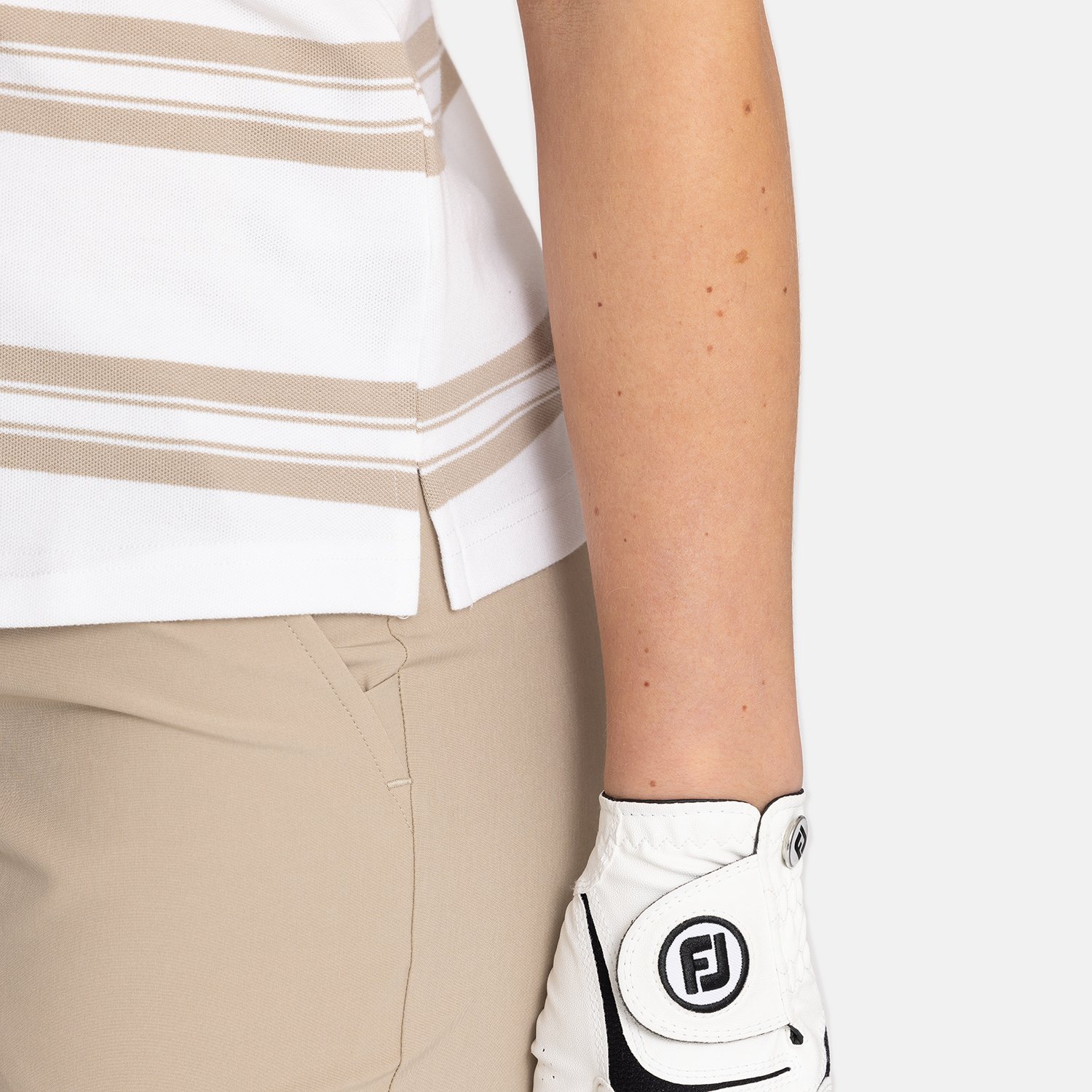 W Cotton Mix Classic Button Stripe Vit Beige Bogeys & Birdies