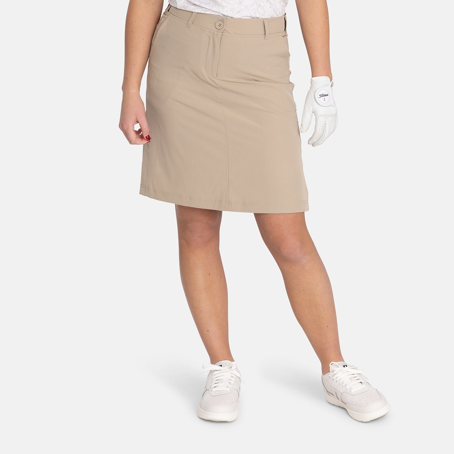 W Woven Stretch Skort Beige Bogeys & Birdies
