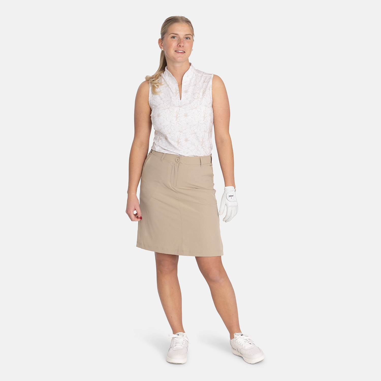 W Woven Stretch Skort Beige Bogeys & Birdies