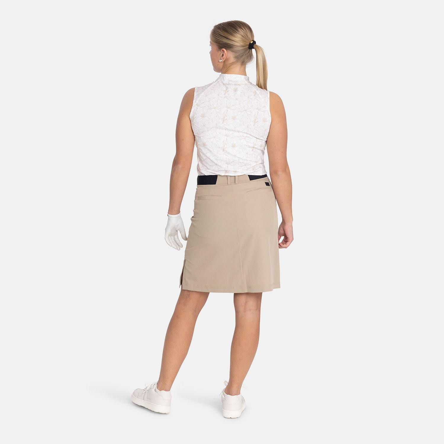 W Woven Stretch Skort Beige Bogeys & Birdies