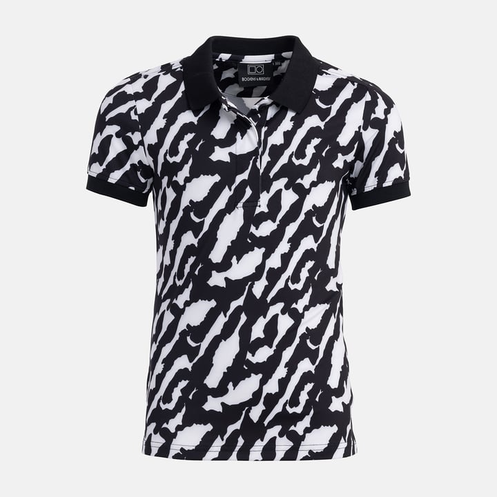 Jr Tech Hidden Button Pique AOP Black White Bogeys & Birdies Jr Tech Hidden Button Pique AOP Black White Bogeys & Birdies