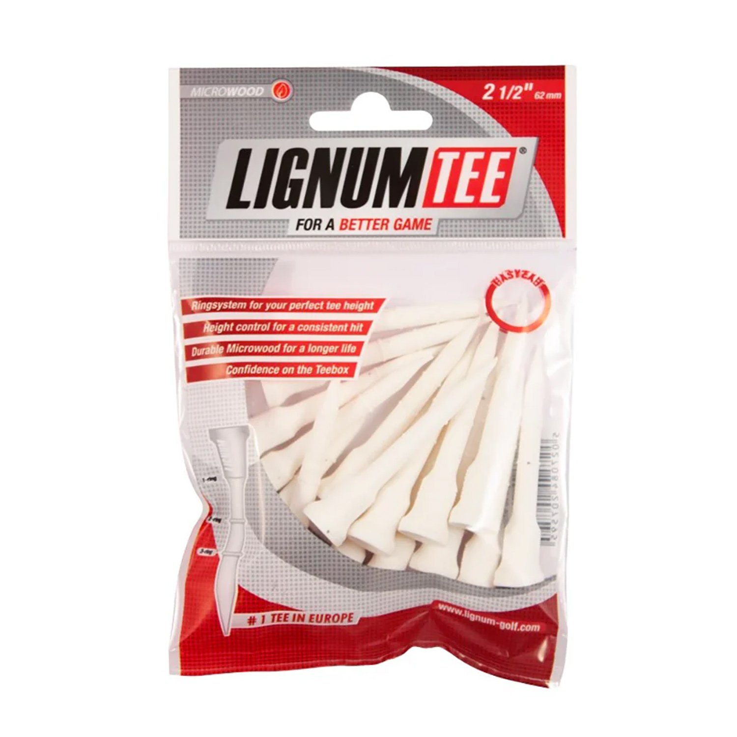Tees 62 mm 12 Pack White Lignum