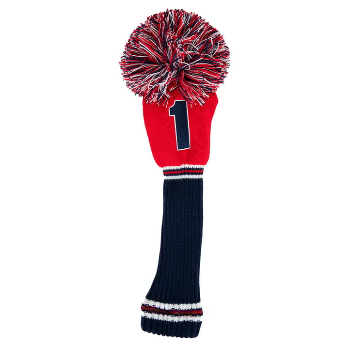 PomPom Headcover Driver Blå Rød PRG PomPom Headcover Driver Blå Rød PRG